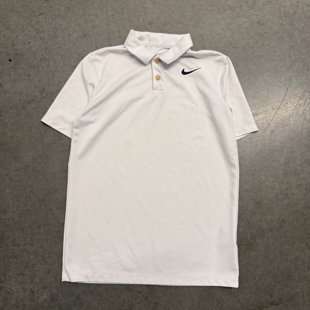 Nike Golf Dri-FIT Polo Shirt Mens Large White Short Sleeve Swoosh Logo 3905
